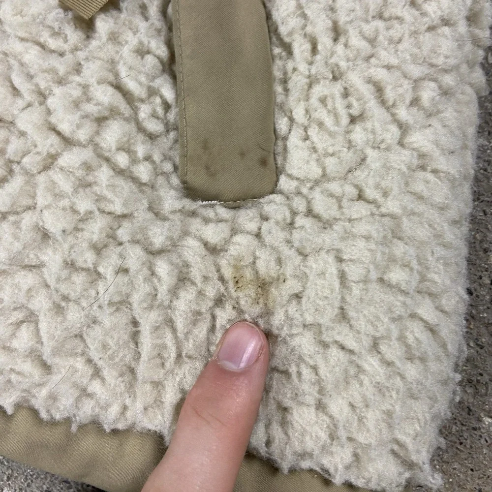 The North Face Nuptse Sherpa Puffer Jacket Size Small‎ Beige Full Zip Deep Pile